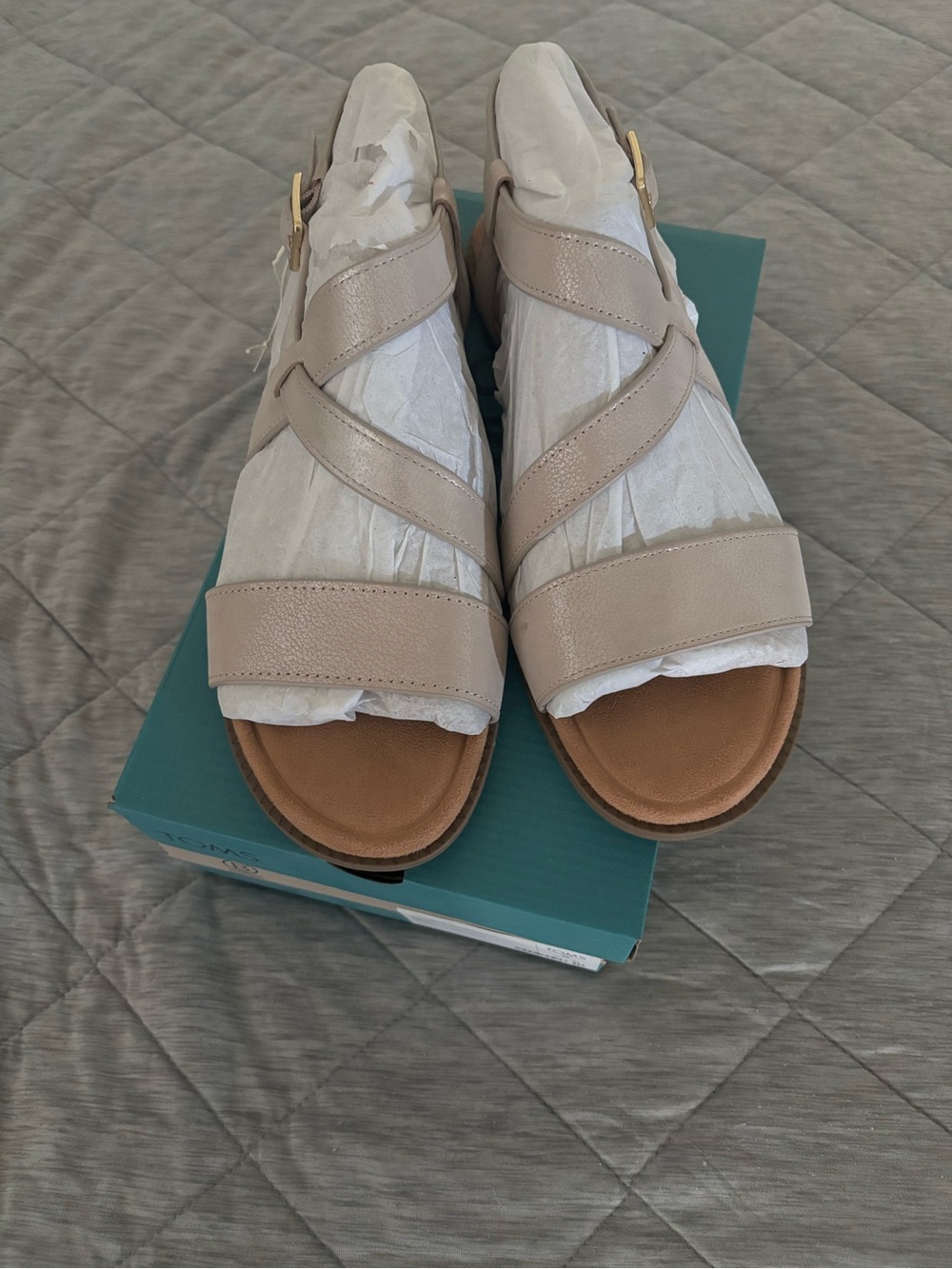 TOMS Women's Light Beige Multi-Strap Buckle Sandal - Picture 2 of 2